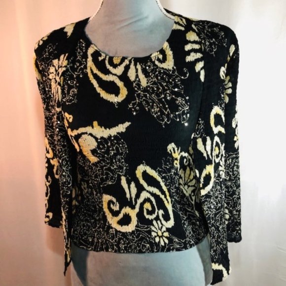 Unknown Tops - Two-Piece Beautiful Workwear Geometric Pattern Top